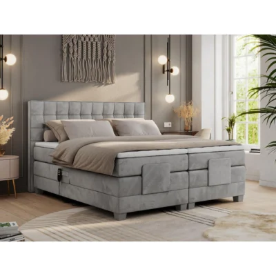 MKS Boxspringbett ELECTRO in Hellgrau, Liegefläche 140x200 cm